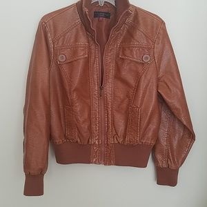Faux leather bomber jacket